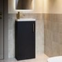 400mm Black Freestanding Cloakroom Vanity Unit with Basin and Brass Handle - Ashford