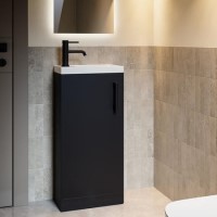 400mm Black Freestanding Cloakroom Vanity Unit with Basin and Black Handle - Ashford