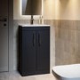 500mm Black Freestanding Cloakroom Vanity Unit with Basin and Chrome Handles - Ashford