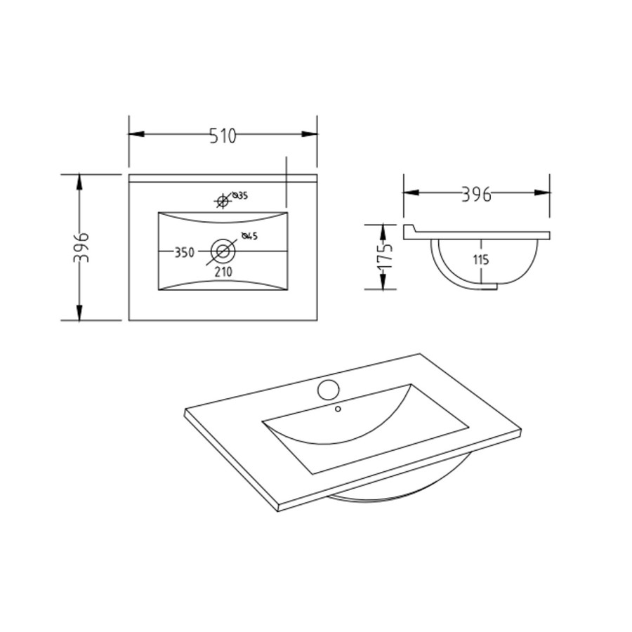 500mm Black Freestanding Cloakroom Vanity Unit with Basin and Chrome Handles - Ashford
