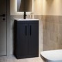 500mm Black Freestanding Cloakroom Vanity Unit with Basin and Black Handles - Ashford