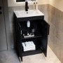 500mm Black Freestanding Cloakroom Vanity Unit with Basin and Black Handles - Ashford