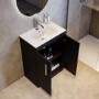 600mm Black Freestanding Vanity Unit with Basin and Chrome Handles - Ashford