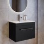 600mm Black Wall Hung Vanity Unit with Basin and Chrome Handle - Ashford
