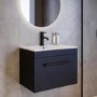 600mm Black Wall Hung Vanity Unit with Basin and Black Handle - Ashford