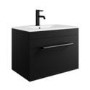 600mm Black Wall Hung Vanity Unit with Basin and Black Handle - Ashford