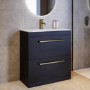 800mm Black Freestanding Vanity Unit with Basin and Brass Handles - Ashford
