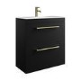 800mm Black Freestanding Vanity Unit with Basin and Brass Handles - Ashford