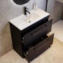 800mm Black Freestanding Vanity Unit with Basin and Black Handles - Ashford