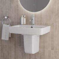 570mm Semi Pedestal Basin with 1 Tap Hole - Ashford