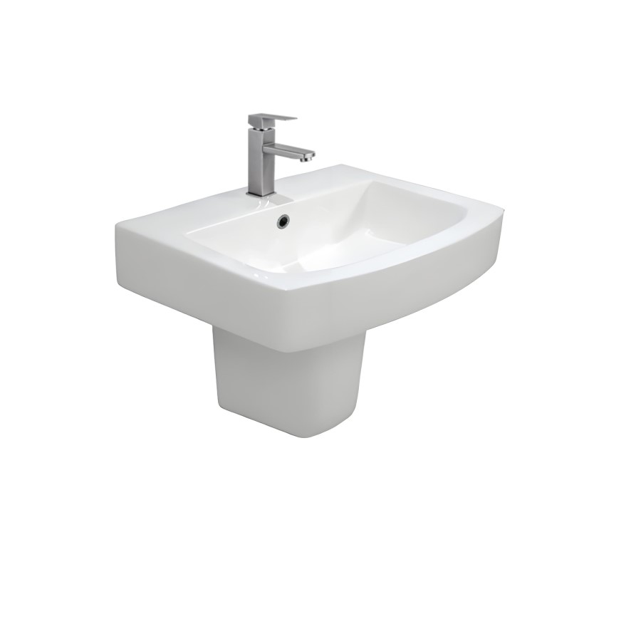 570mm Semi Pedestal Basin with 1 Tap Hole - Ashford