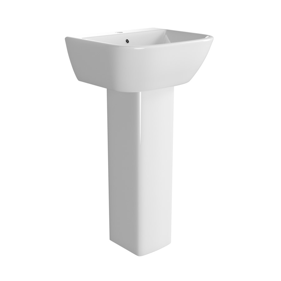 Modern Cloakroom Full Pedestal Basin 450mm - Atlanta