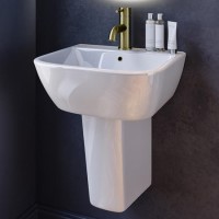 Modern Cloakroom Semi Pedestal Basin 450mm - Atlanta