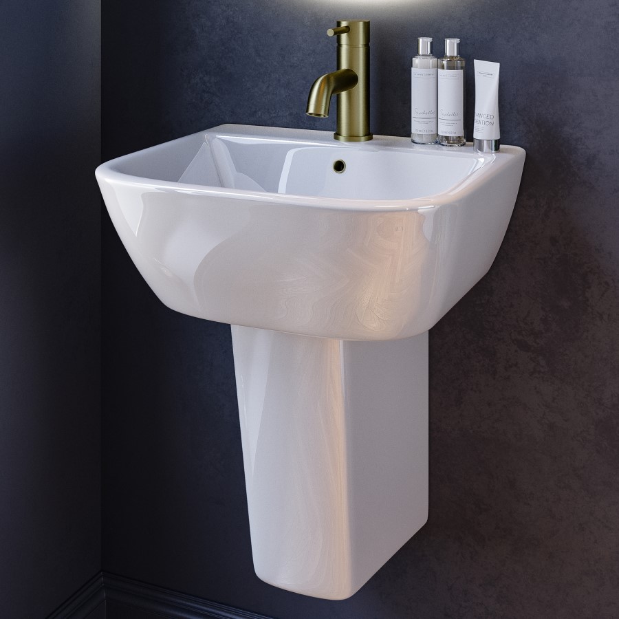 Modern Cloakroom Semi Pedestal Basin 450mm - Atlanta