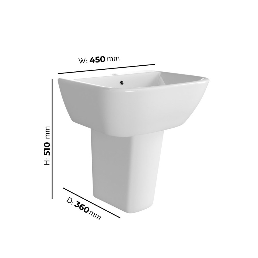 Modern Cloakroom Semi Pedestal Basin 450mm - Atlanta