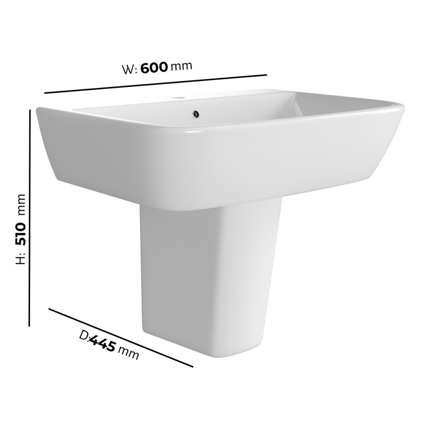 Modern Semi Pedestal Basin 600mm - Atlanta