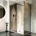 BUN/ATLWI900MB/96323 1400x900mm Black Smoked Glass Shower Enclosure for Wet Room & Walk In Shower - Atlas