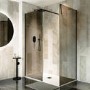 1400x900mm Black Smoked Glass Shower Enclosure for Wet Room & Walk In Shower - Atlas