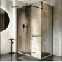1400x900mm Black Smoked Glass Shower Enclosure for Wet Room & Walk In Shower - Atlas