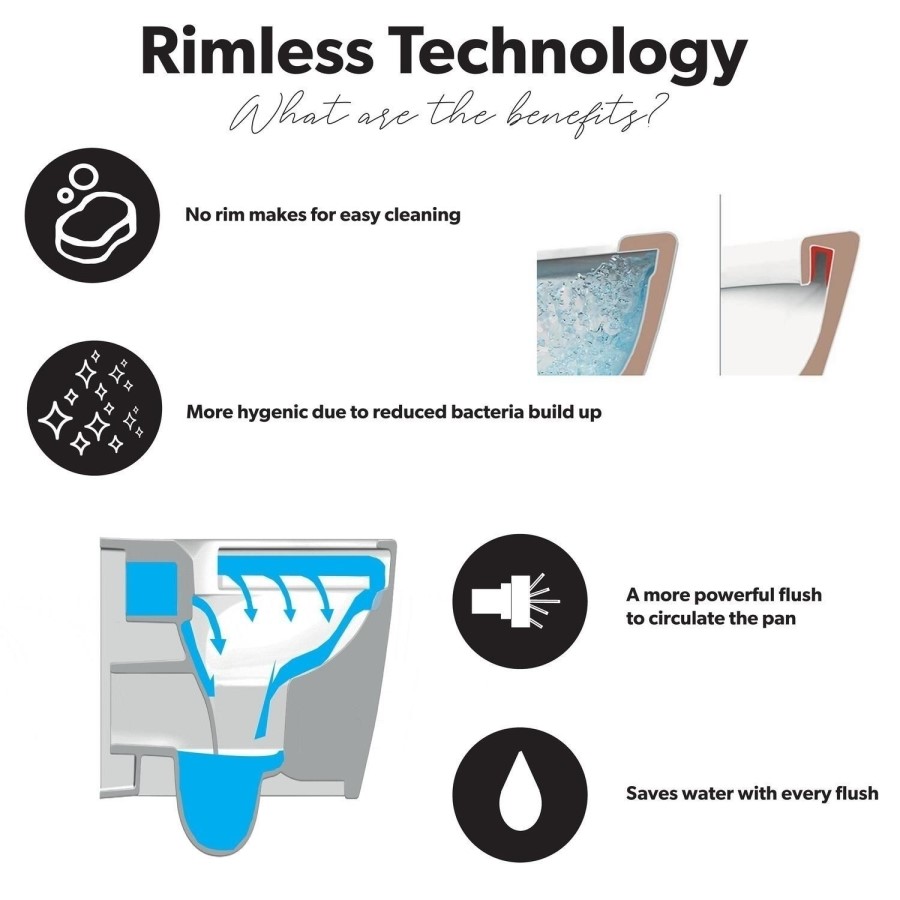Back to Wall Rimless Toilet with Soft Close Seat - Austin