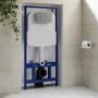 Wall Hung Rimless Toilet with Soft Close Seat, Chrome Mechanical Flush Plate, 1160mm Frame & Cistern - Austin