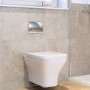 Wall Hung Rimless Toilet with Soft Close Seat, Chrome Pneumatic Flush Plate, 820mm Frame & Cistern - Austin
