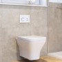 Wall Hung Rimless Toilet with Soft Close Seat, White Glass Pneumatic Flush Plate, 820mm Frame & Cistern - Austin