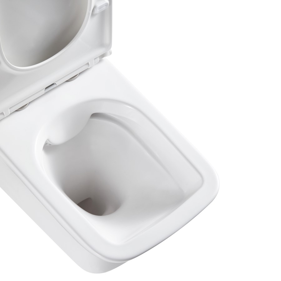 Wall Hung Rimless Toilet with Soft Close Seat, Gunmetal Grey Pneumatic Flush Plate, 820mm Frame & Cistern - Austin