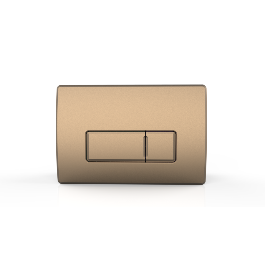 Wall Hung Rimless Toilet with Soft Close Seat, Brushed Bronze Pneumatic Flush Plate, 820mm Frame & Cistern - Austin