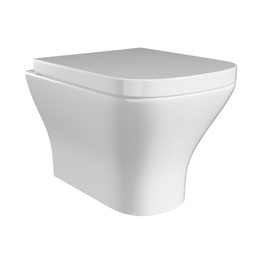 Wall Hung Rimless Toilet with Soft Close Seat, Chrome Pneumatic Flush Plate, 1160mm Frame & Cistern - Austin