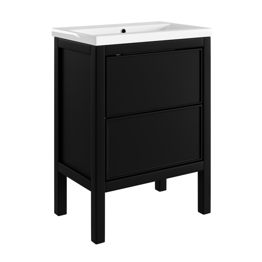 600mm Black Freestanding Vanity Unit with Basin - Avebury