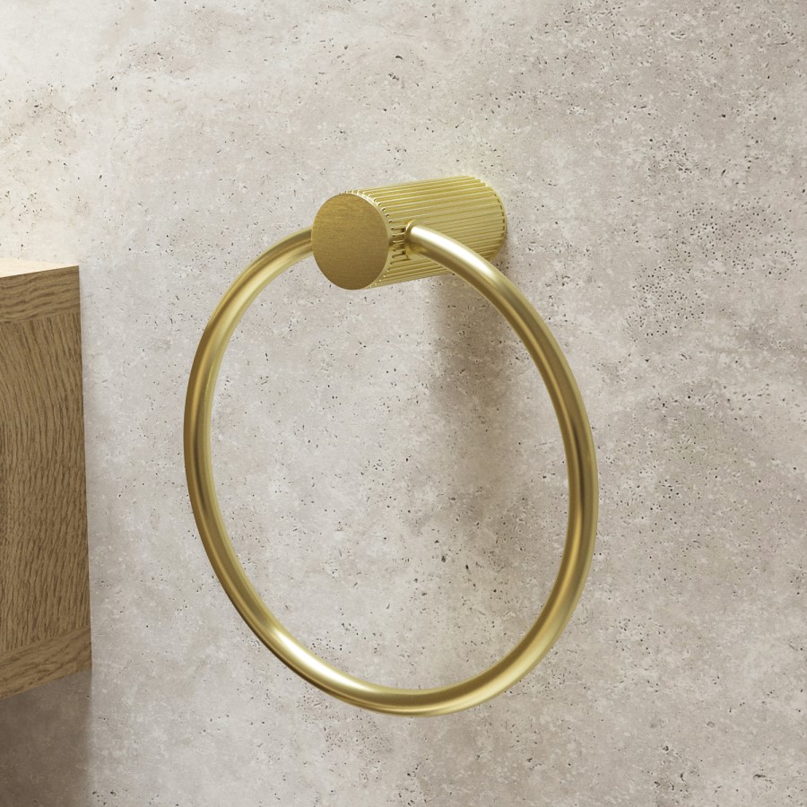 3 Piece Brass Knurled Bathroom Accessory Set - Arissa