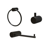 3 Piece Black Knurled Bathroom Accessory Set - Arissa 3 Piece Black Knurled Bathroom Accessory Set - Arissa