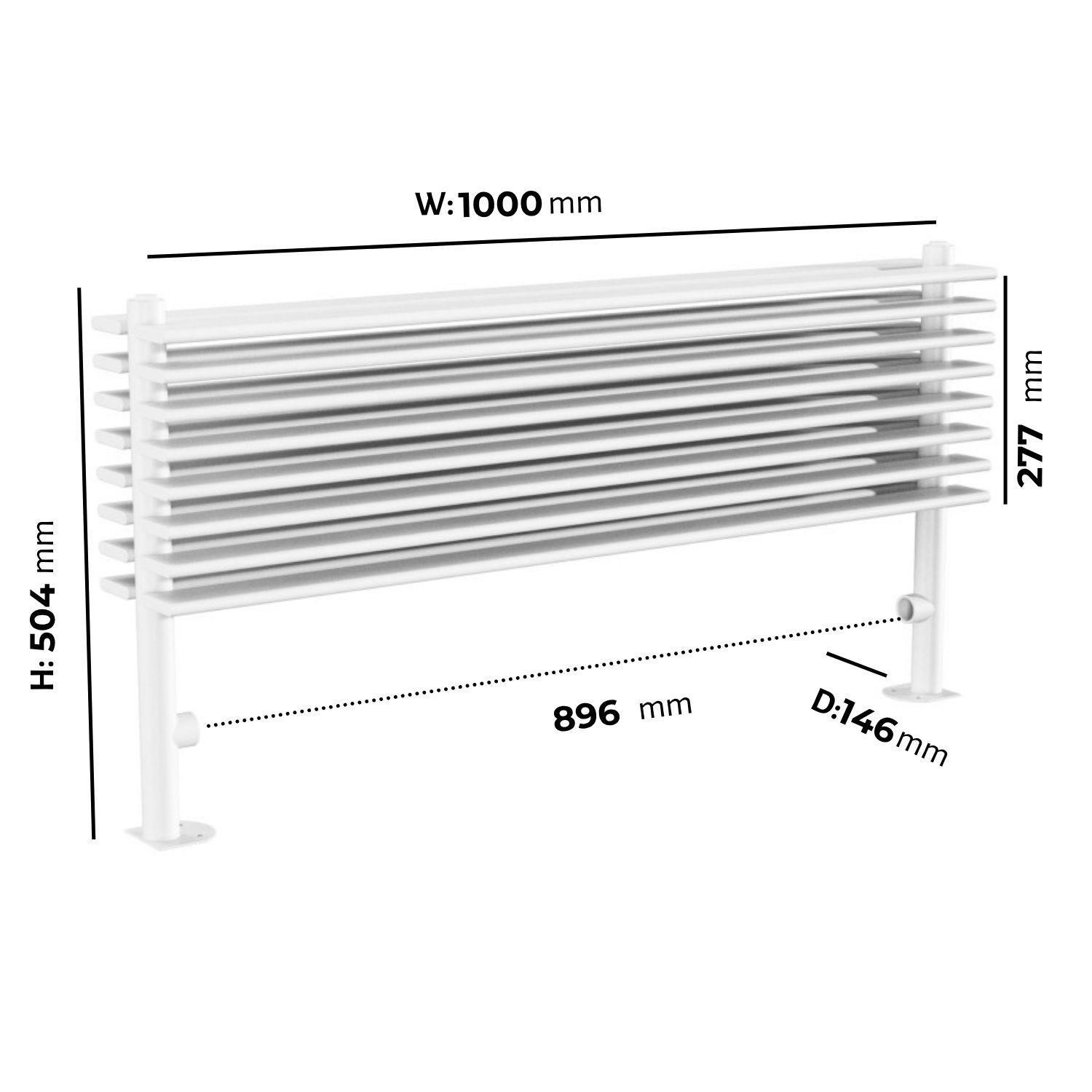 White Horizontal Floor Standing Radiator 500 x 1000mm - Azuma - Better ...