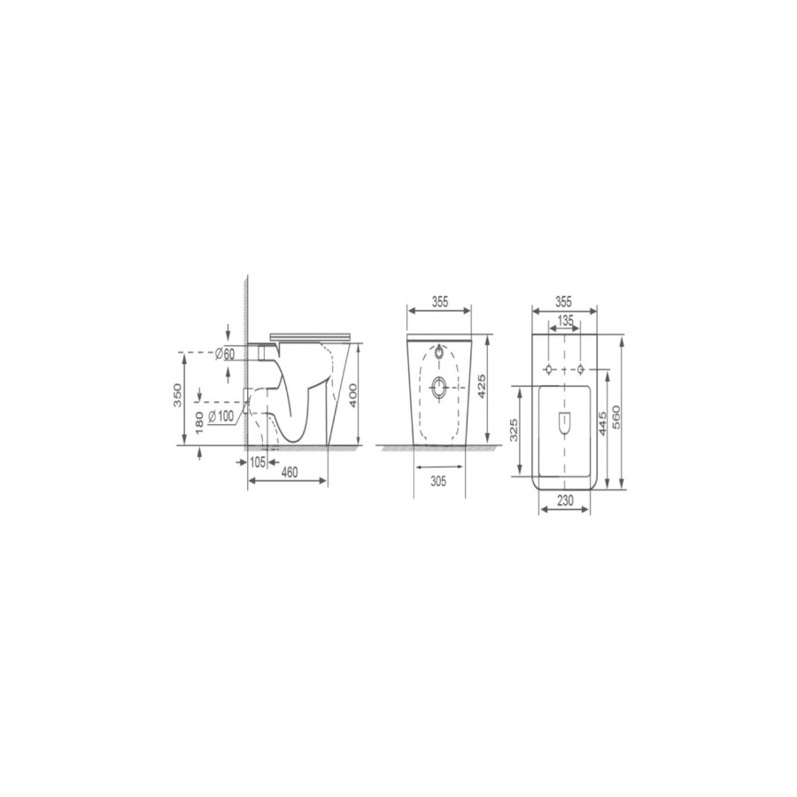1100mm Beige Left Hand Toilet and Sink Unit with Square Toilet and Brass Fittings - Bali