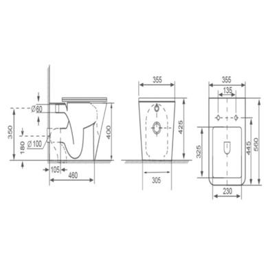 1100mm Beige Left Hand Toilet and Sink Unit with Square Toilet and Chrome Fittings - Bali