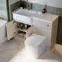 1100mm Beige Left Hand Toilet and Sink Unit with Square Toilet and Brass Fittings - Bali