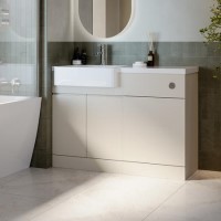 1100mm Beige Left Hand Toilet and Sink Unit with Chrome Fittings - Unit & Basin Only - Bali