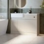 1100mm Beige Left Hand Toilet and Sink Unit with Chrome Fittings - Unit & Basin Only - Bali