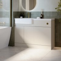 1100mm Beige Left Hand Toilet and Sink Unit with Brass Fittings - Unit & Basin Only - Bali