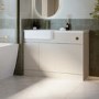 1100mm Beige Left Hand Toilet and Sink Unit with Brass Fittings - Unit & Basin Only - Bali