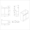 1100mm Black Toilet and Sink Unit Right Hand with Round Toilet and Brass Fittings - Bali