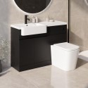 BUN/BALIV600BL/89518 1100mm Black Left Hand Toilet and Sink Unit with Square Toilet and Black Fittings - Bali