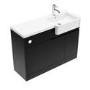 1100mm Black Toilet and Sink Unit Right Hand with Round Toilet and Chrome Fittings - Bali