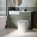 BUN/BALIV600SG/99257 1100mm Green Left Hand Toilet and Sink Unit with Square Toilet and Chrome Fittings - Bali