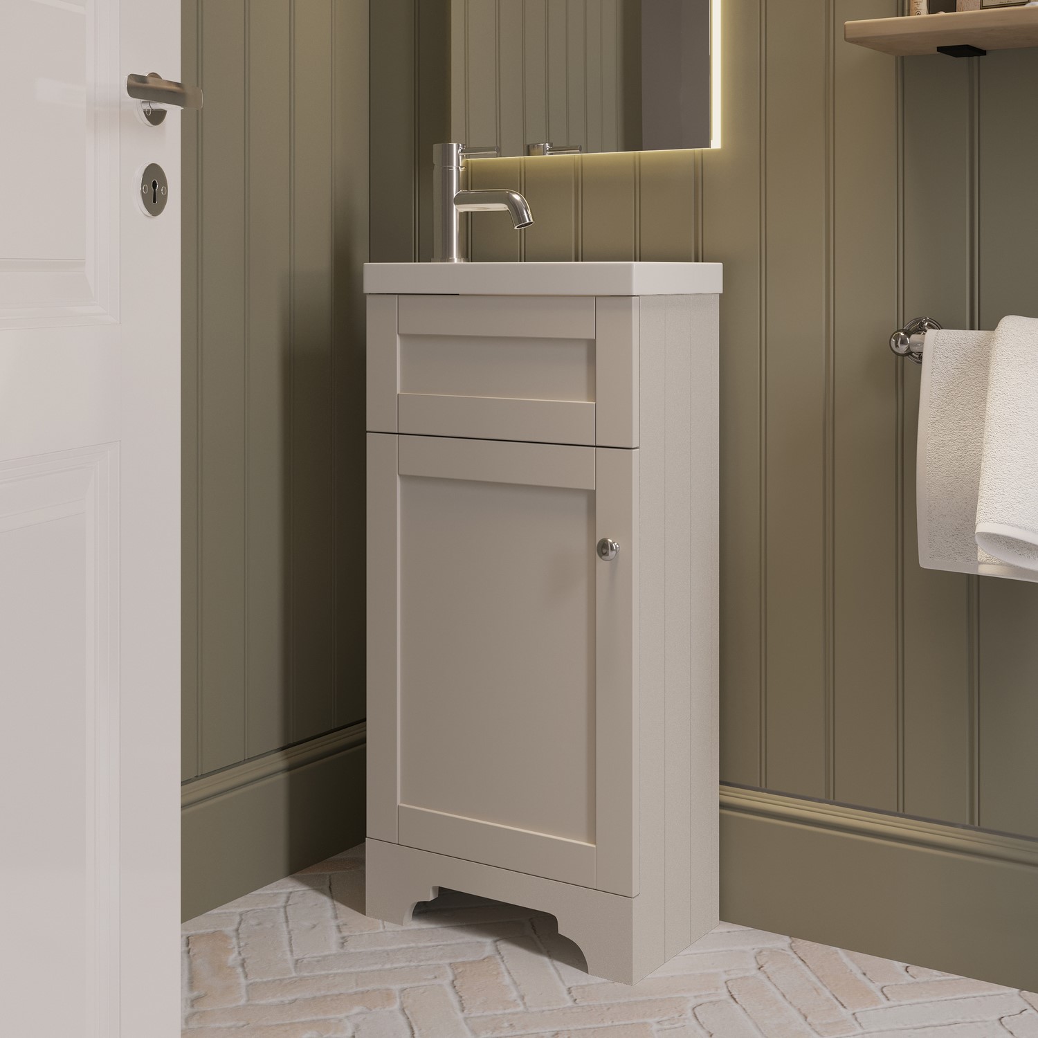 Baxenden Beige 400Mm Freestanding Cloakroom Vanity Unit With Basin