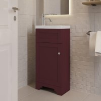 400mm Burgundy Freestanding Cloakroom Vanity Unit with Basin - Baxenden