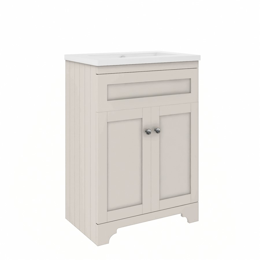 600mm Beige Freestanding Vanity Unit with Basin – Baxenden