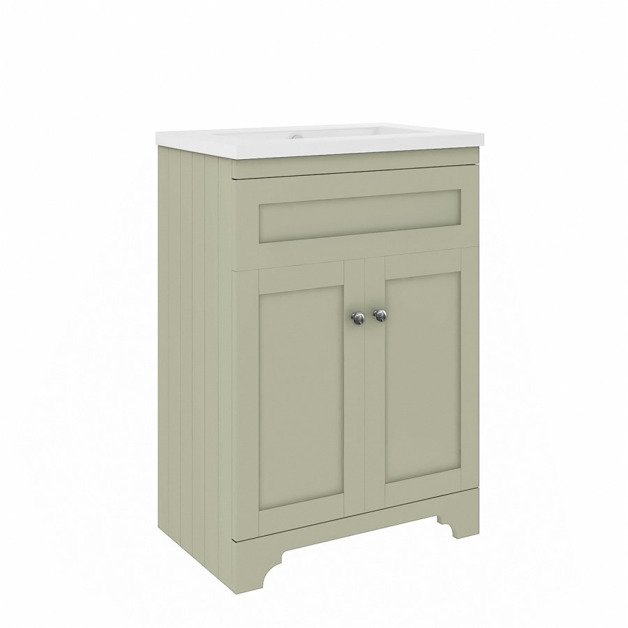 600mm Green Freestanding Vanity Unit with Basin – Baxenden