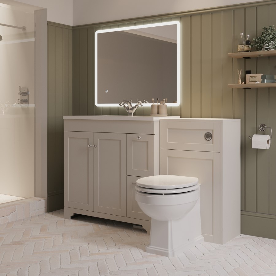 1400mm Beige Toilet and Sink Unit with Traditional Toilet – Baxenden
